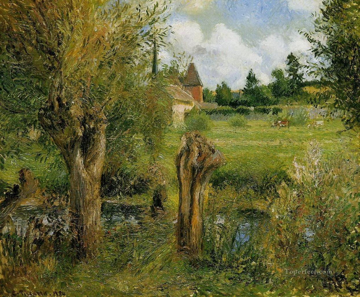 the banks of the epte at eragny 1884 Camille Pissarro Oil Paintings